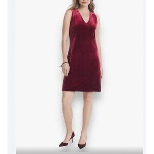 WHBM Red Velvet Sleeveless V-Neck Short Holiday Party Date Regal Dress Size 4